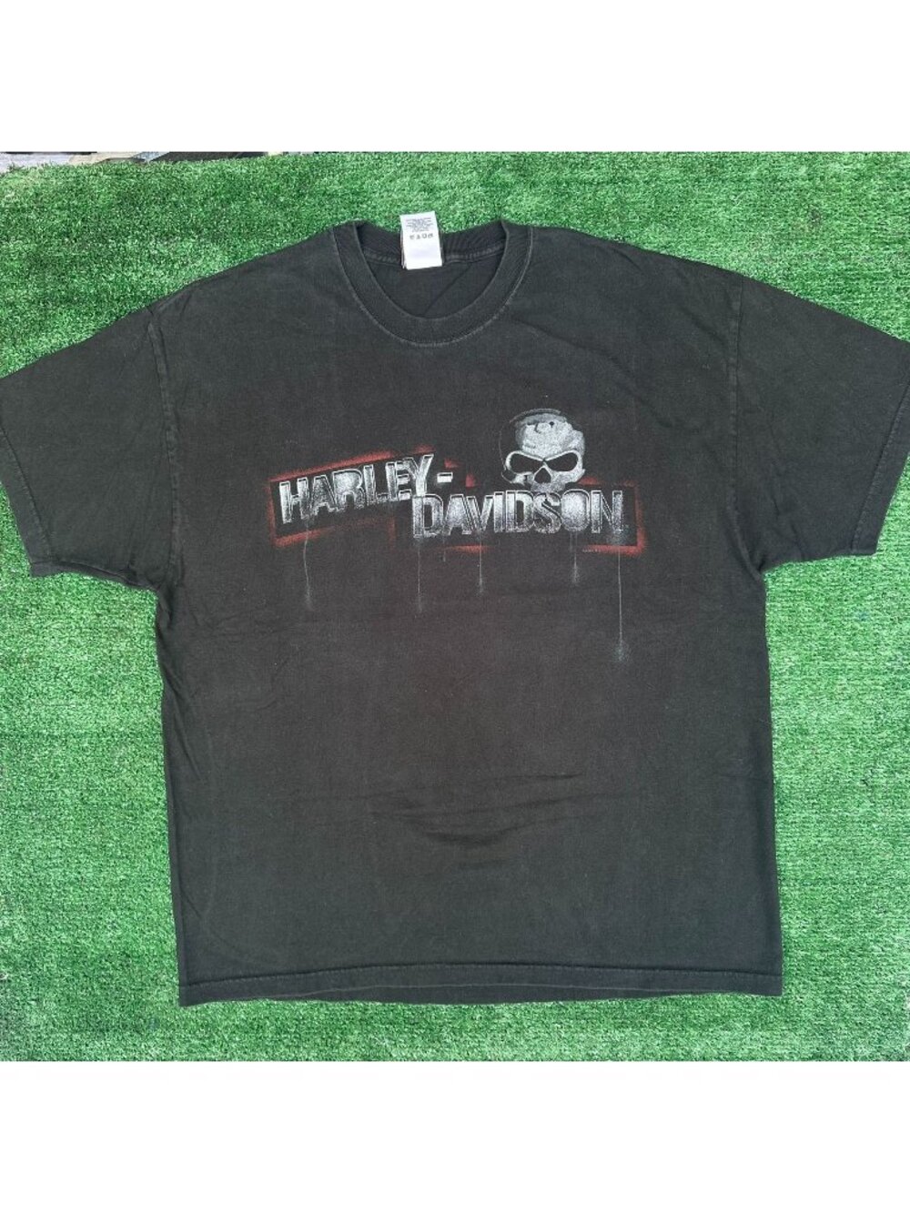 Vintage Y2K Harley Davidson Skull Iowa T-Shirt Black XL Edgy Moto Biker Grunge